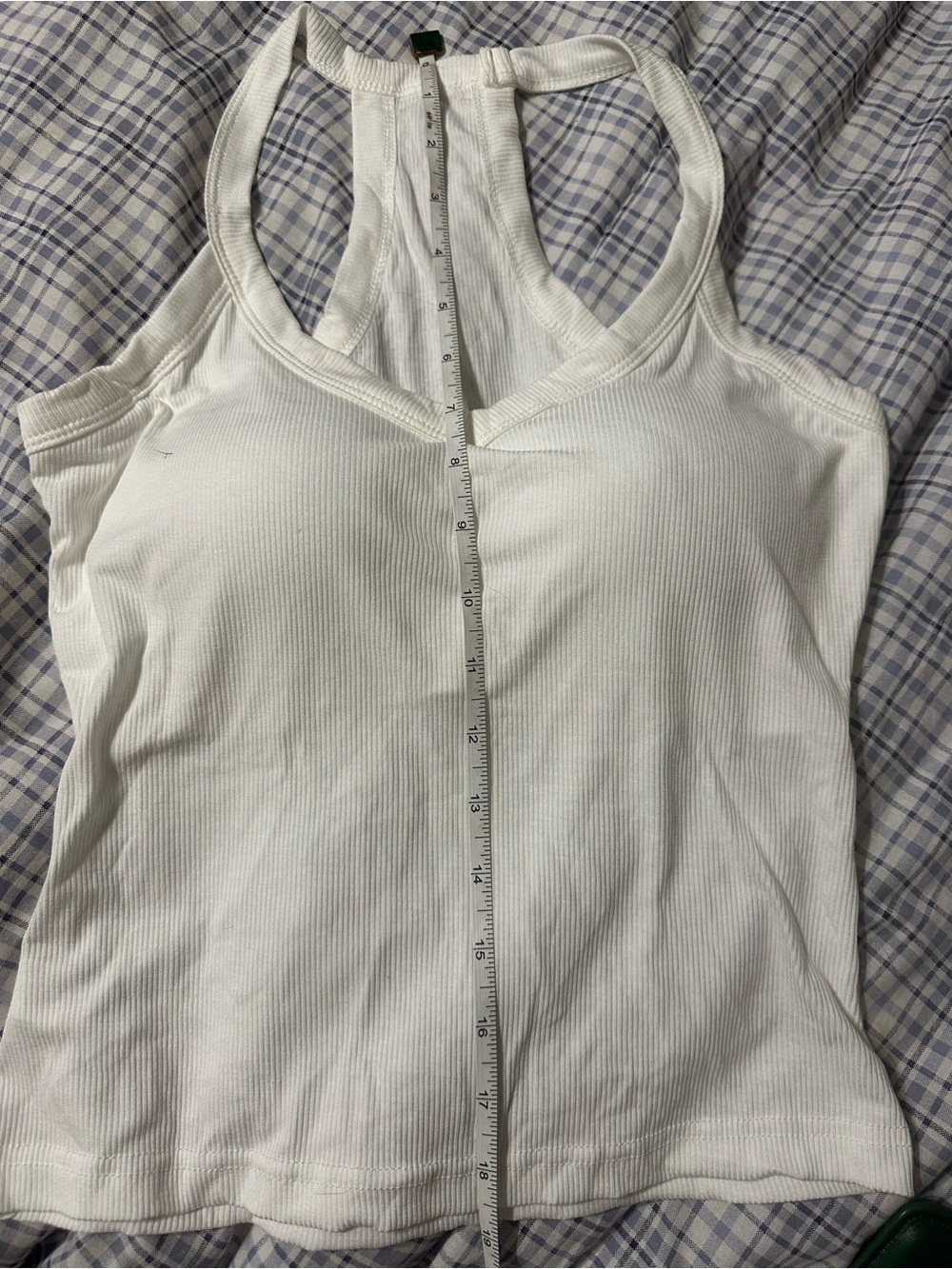White Ribbed Racerback Tank Top Built-In Padded Bra Size Small - Picture 6 of 8